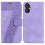 For Tecno Spark 9 Pro/9T/KH7 7-shaped Embossed Leather Phone Case(Purple)