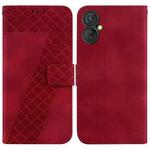 For Tecno Spark 9 Pro/9T/KH7 7-shaped Embossed Leather Phone Case(Red)