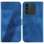 For Tecno Spark Go 2022/Spark 8C 7-shaped Embossed Leather Phone Case(Blue)