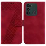 For Tecno Spark Go 2022/Spark 8C 7-shaped Embossed Leather Phone Case(Red)