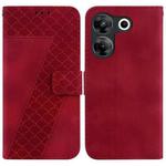 For Tecno Camon 20 Pro 5G 7-shaped Embossed Leather Phone Case(Red)