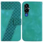 For Tecno Pova 4 Pro 7-shaped Embossed Leather Phone Case(Green)