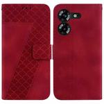 For Tecno Pova 5 7-shaped Embossed Leather Phone Case(Red)