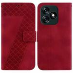 For Tecno Spark 10 4G/Spark 10C 7-shaped Embossed Leather Phone Case(Red)