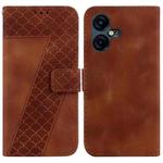 For Tecno Pova Neo 3 7-shaped Embossed Leather Phone Case(Brown)