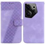 For Tecno Camon 20 Premier 5G 7-shaped Embossed Leather Phone Case(Purple)