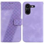 For Tecno Pova 5 Pro 7-shaped Embossed Leather Phone Case(Purple)