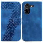 For Tecno Pova 5 Pro 7-shaped Embossed Leather Phone Case(Blue)