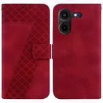 For Tecno Pova 5 Pro 7-shaped Embossed Leather Phone Case(Red)