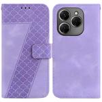 For Tecno Spark 20 Pro Seven-shaped Embossed Leather Phone Case(Purple)