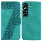 For Tecno Camon 40 Seven-shaped Embossed Leather Phone Case(Green)