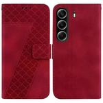 For Tecno Camon 40 Seven-shaped Embossed Leather Phone Case(Red)