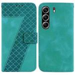 For Tecno Camon 40 Pro 4G Seven-shaped Embossed Leather Phone Case(Green)
