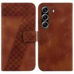 For Tecno Camon 40 Pro 4G Seven-shaped Embossed Leather Phone Case(Brown)