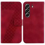 For Tecno Camon 40 Pro 4G Seven-shaped Embossed Leather Phone Case(Red)