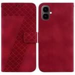 For Tecno Pop 10 / Spark Go 2 4G Seven-shaped Embossed Leather Phone Case(Red)