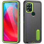 For Motorola Moto G Stylus 5G Rugged PC + Silicone Phone Case with Holder(Grey+Fresh Green)