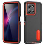 For Motorola Moto G 5G 2025 Rugged PC + Silicone Phone Case with Holder(Black+Orange)