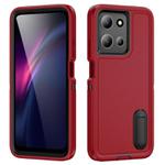 For Motorola Moto G 5G 2025 Rugged PC + Silicone Phone Case with Holder(Red+Black)