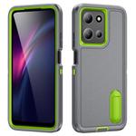 For Motorola Moto G 5G 2025 Rugged PC + Silicone Phone Case with Holder(Grey+Fresh Green)