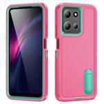 For Motorola Moto G 5G 2025 Rugged PC + Silicone Phone Case with Holder(Rose Red+Light Green)
