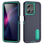 For Motorola Moto G 5G 2025 Rugged PC + Silicone Phone Case with Holder(Dark Blue+Light Green)