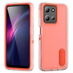 For Motorola Moto G 5G 2025 Rugged PC + Silicone Phone Case with Holder(Transparent+Orange)