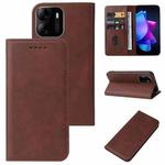 For TECNO Pop 7 Pro Magnetic Closure Leather Phone Case(Brown)