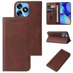 For Tecno Spark 10 Magnetic Closure Leather Phone Case(Brown)