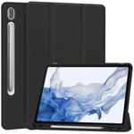 For Samsung Galaxy Tab S9 3-Fold Pure Color TPU Smart Leather Tablet Case with Pen Slot(Black)