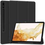 For Samsung Galaxy Tab S9+ 3-Fold Pure Color TPU Smart Leather Tablet Case with Pen Slot(Black)