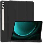 For Samsung Galaxy Tab S9 FE+ / S10+ 3-Fold Pure Color TPU Smart Leather Tablet Case with Pen Slot(Black)