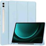 For Samsung Galaxy Tab S9 FE+ / S10+ 3-Fold Pure Color TPU Smart Leather Tablet Case with Pen Slot(Light Blue)