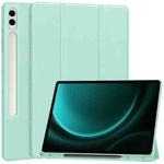 For Samsung Galaxy Tab S9 FE+ / S10+ 3-Fold Pure Color TPU Smart Leather Tablet Case with Pen Slot(Mint Green)