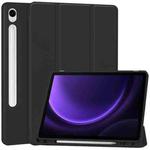 For Samsung Galaxy Tab S9 FE / S10 FE 3-Fold Pure Color TPU Smart Leather Tablet Case with Pen Slot(Black)
