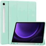 For Samsung Galaxy Tab S9 FE / S10 FE 3-Fold Pure Color TPU Smart Leather Tablet Case with Pen Slot(Mint Green)