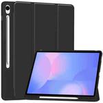 For Samsung Galaxy Tab S10 FE+ 3-Fold Pure Color TPU Smart Leather Tablet Case with Pen Slot(Black)