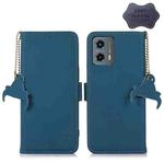 For Motorola Moto G 5G 2023 Genuine Leather Magnetic RFID Leather Phone Case(Blue)