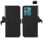 For Motorola Edge 40 Neo Genuine Leather Magnetic RFID Leather Phone Case(Black)