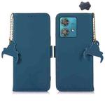 For Motorola Edge 40 Neo Genuine Leather Magnetic RFID Leather Phone Case(Blue)