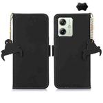 For Motorola Moto G54 5G Genuine Leather Magnetic RFID Leather Phone Case(Black)