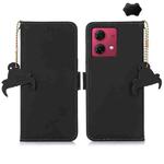 For Motorola Moto G84 5G Genuine Leather Magnetic RFID Leather Phone Case(Black)