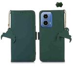 For Motorola Moto G34 Genuine Leather Magnetic RFID Leather Phone Case(Green)