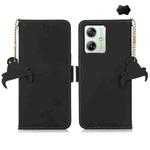 For Motorola Moto G64 5G Genuine Leather Magnetic RFID Leather Phone Case(Black)