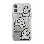 For iPhone 12 Cute Animal Pattern Series PC + TPU Phone Case(White Puppy)