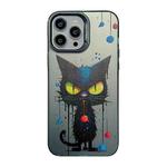 For iPhone 14 Pro Cute Animal Pattern Series PC + TPU Phone Case(Black Cat)