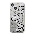 For iPhone 15 Cute Animal Pattern Series PC + TPU Phone Case(White Puppy)