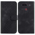 For LG K41S/K51S 7-shaped Embossed Leather Phone Case(Black)