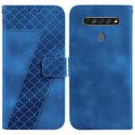 For LG K61 7-shaped Embossed Leather Phone Case(Blue)