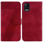 For LG K52/K62/Q52 7-shaped Embossed Leather Phone Case(Red)